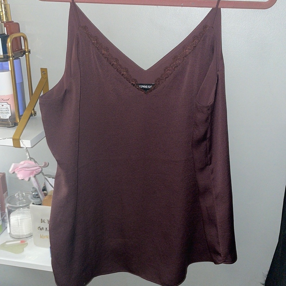 Express plum camisole with lace Sz L